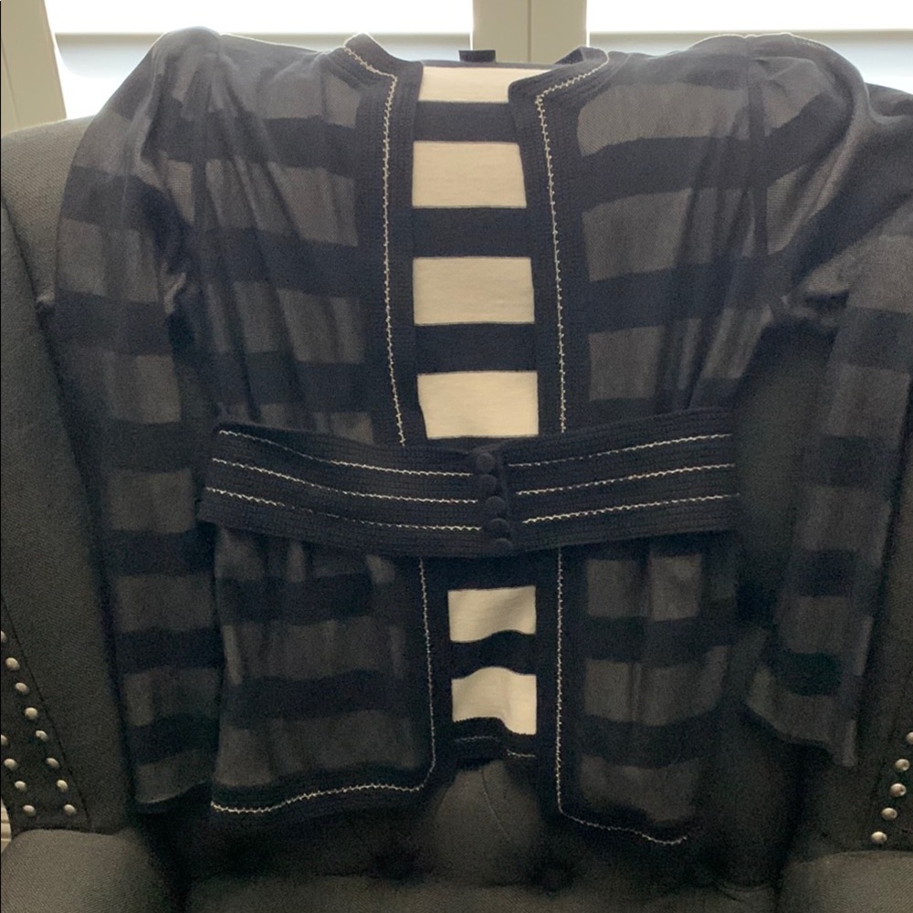Marc By Marc Jacobs Black and White Blazer with Bold Stripes
